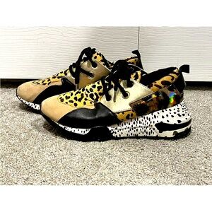 Steve Madden CLIFF Cow hair leather animal print chunky wedge sneaker 9.5